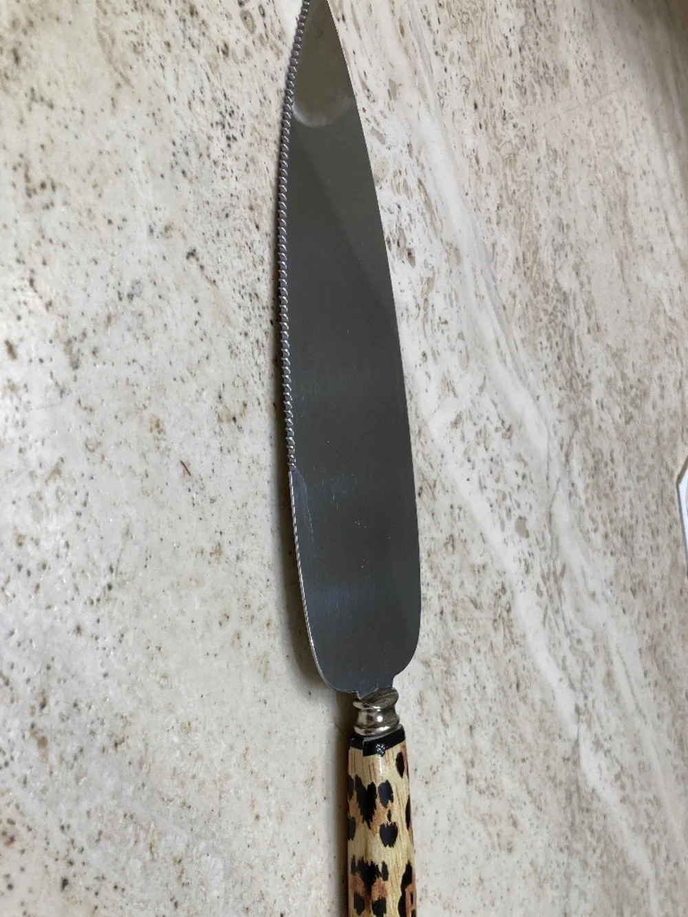 2Pc Cheese Serving Set Knife & Spreader Leopard Handles